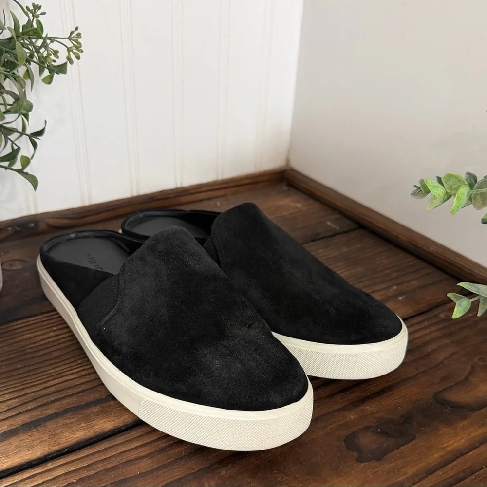 Vince Blair Sneaker Mule Black Suede Slip-On Shoes